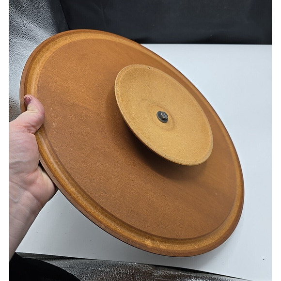 MCM Wooden Lazy Susan Cottagecore Serving Round Spinning Turntable Tray 15" - Picture 5 of 5